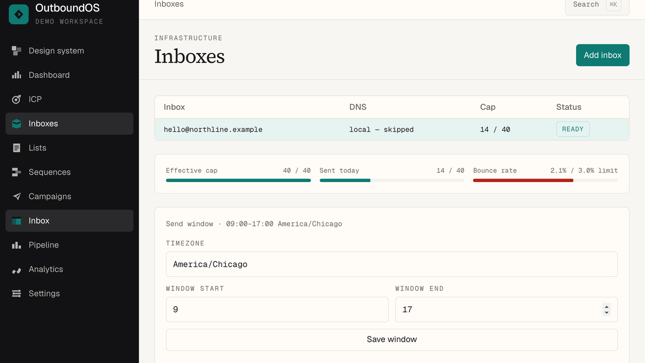 Sending inboxes